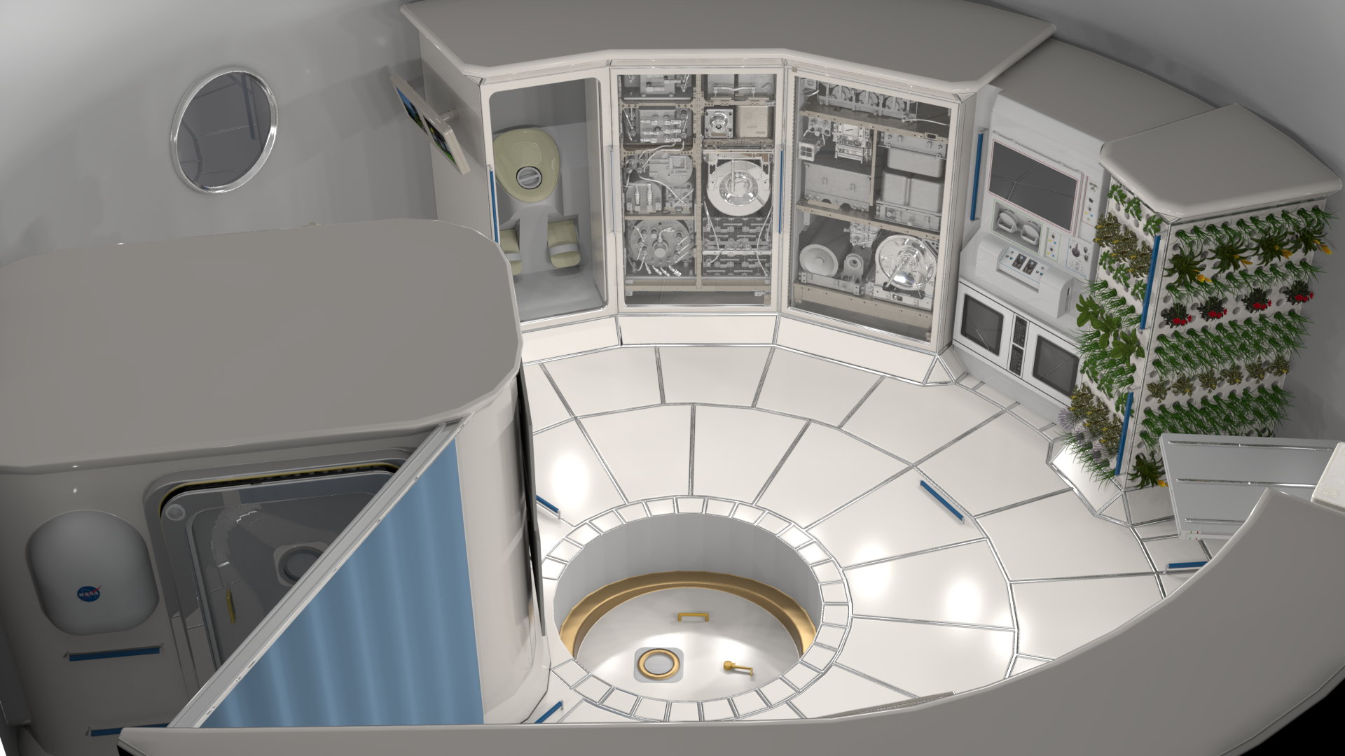 Interior concept of deep-space habitat module